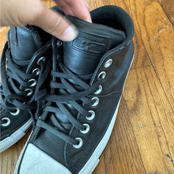 Converse All Star High Tops Black Leather 6 - Picture 2 of 6